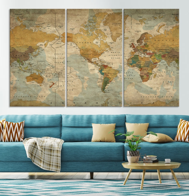 Grunge Art of World Canvas Print