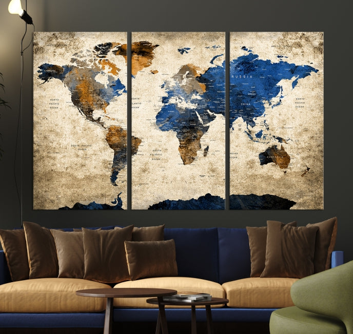 Grande carte du monde Impression sur toile