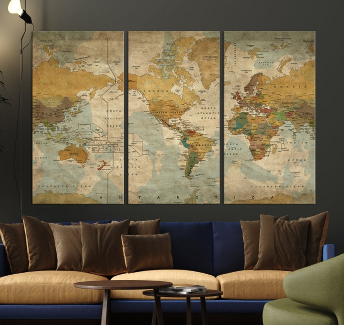 Grunge Art of World Canvas Print