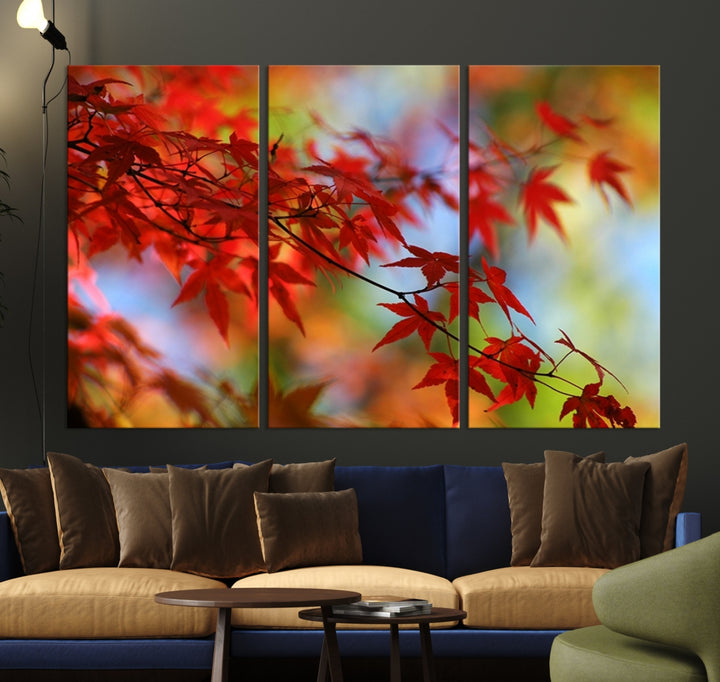 Art mural Feuilles rouges en automne Impression sur toile