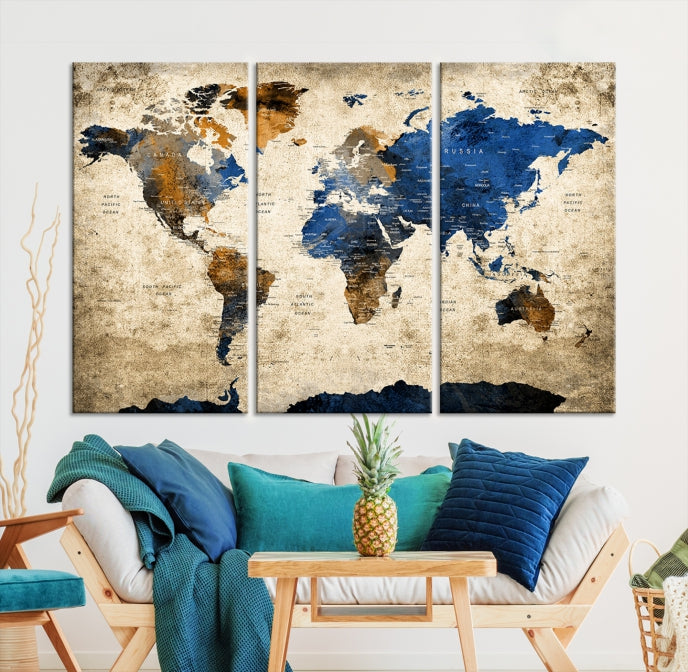 Grande carte du monde Impression sur toile