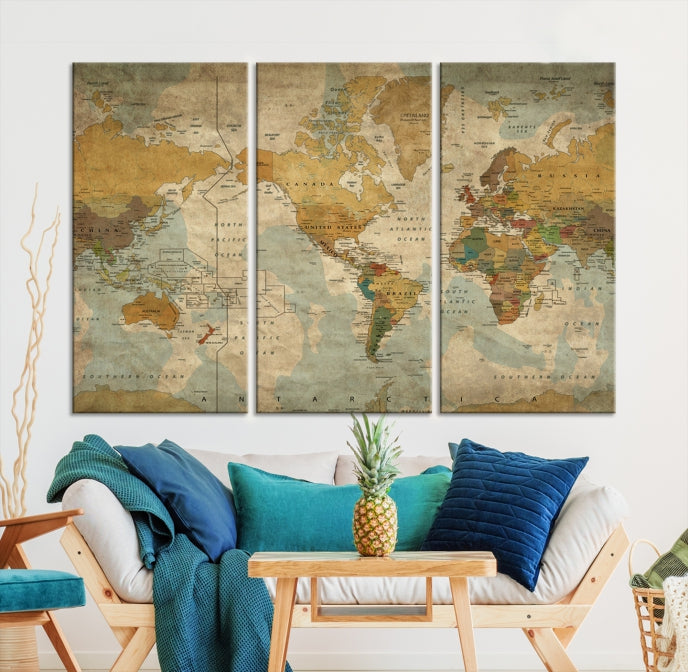 Grunge Art of World Canvas Print