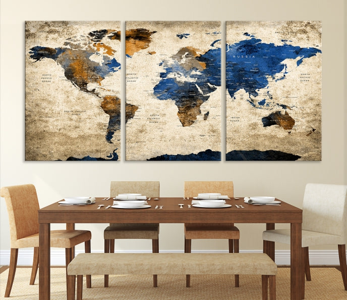 Grande carte du monde Impression sur toile