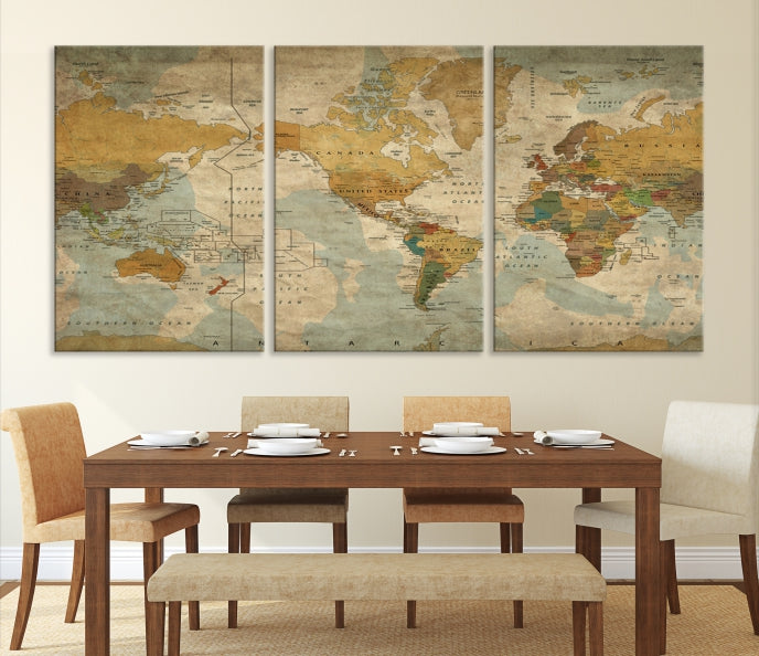 Grunge Art of World Canvas Print