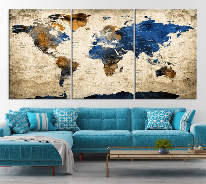 Grande carte du monde Impression sur toile