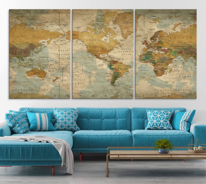 Grunge Art of World Canvas Print