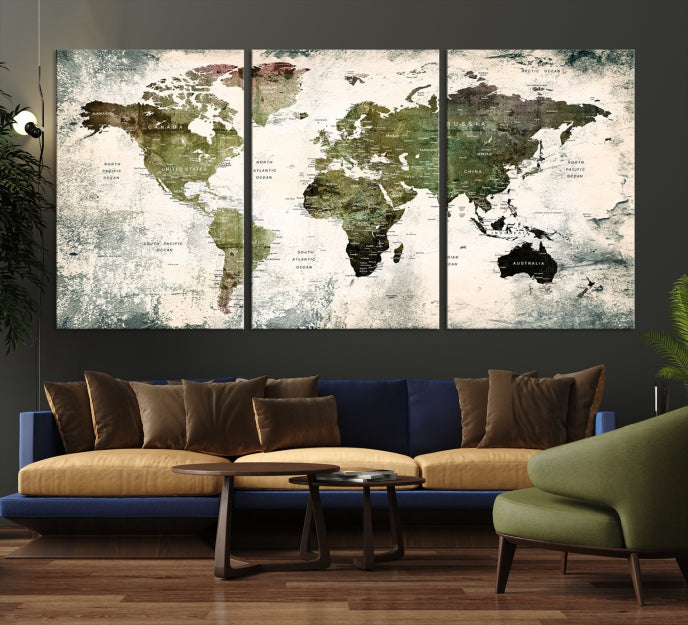 World Map PUSH Pin Canvas Print