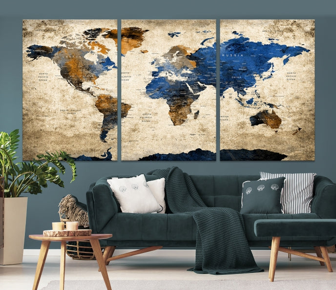 Grande carte du monde Impression sur toile