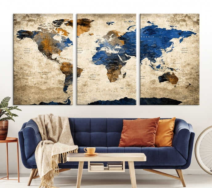 Grande carte du monde Impression sur toile