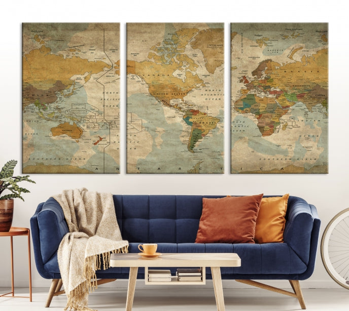 Grunge Art of World Canvas Print