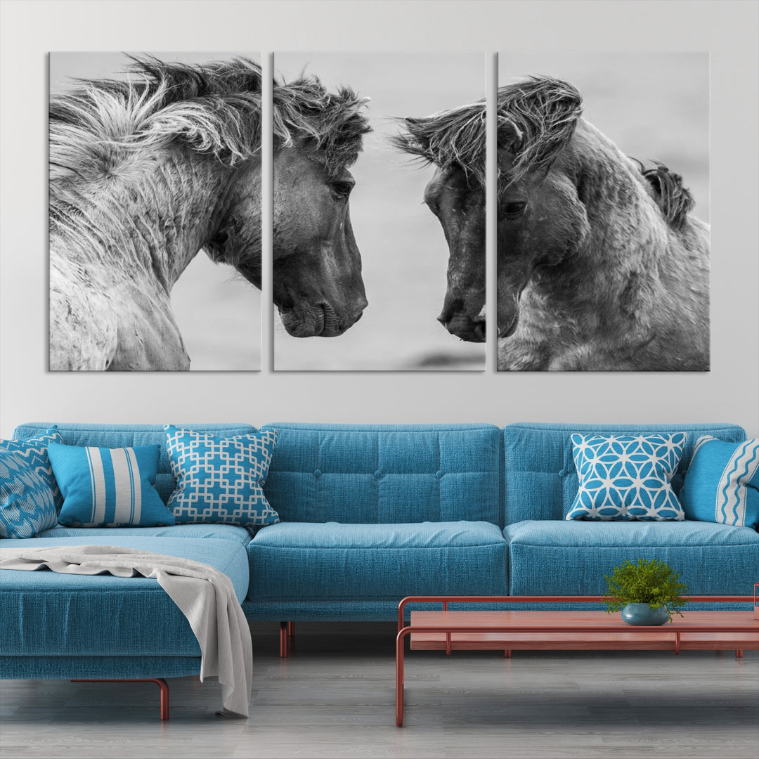 Art mural de chevaux blancs Impression sur toile