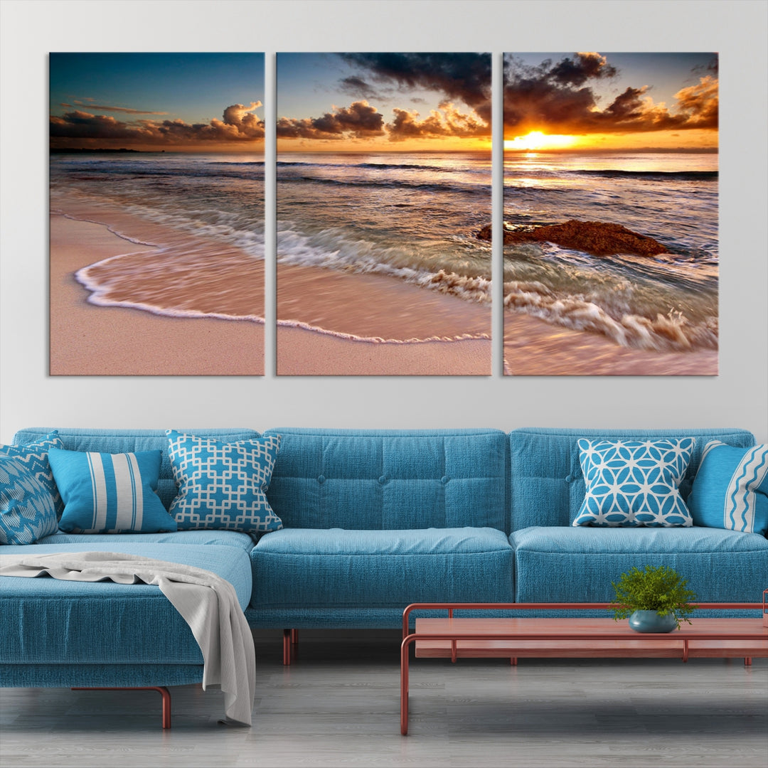 Mer Océan Coucher de Soleil Plage Mur Art Impression sur Toile