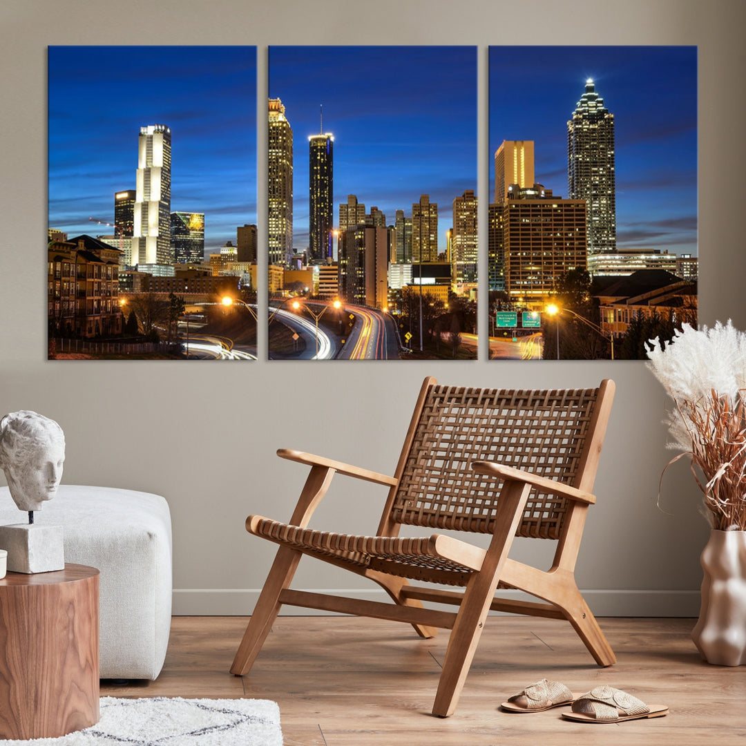 Atlanta Cityscape View Wall Art Canvas Print