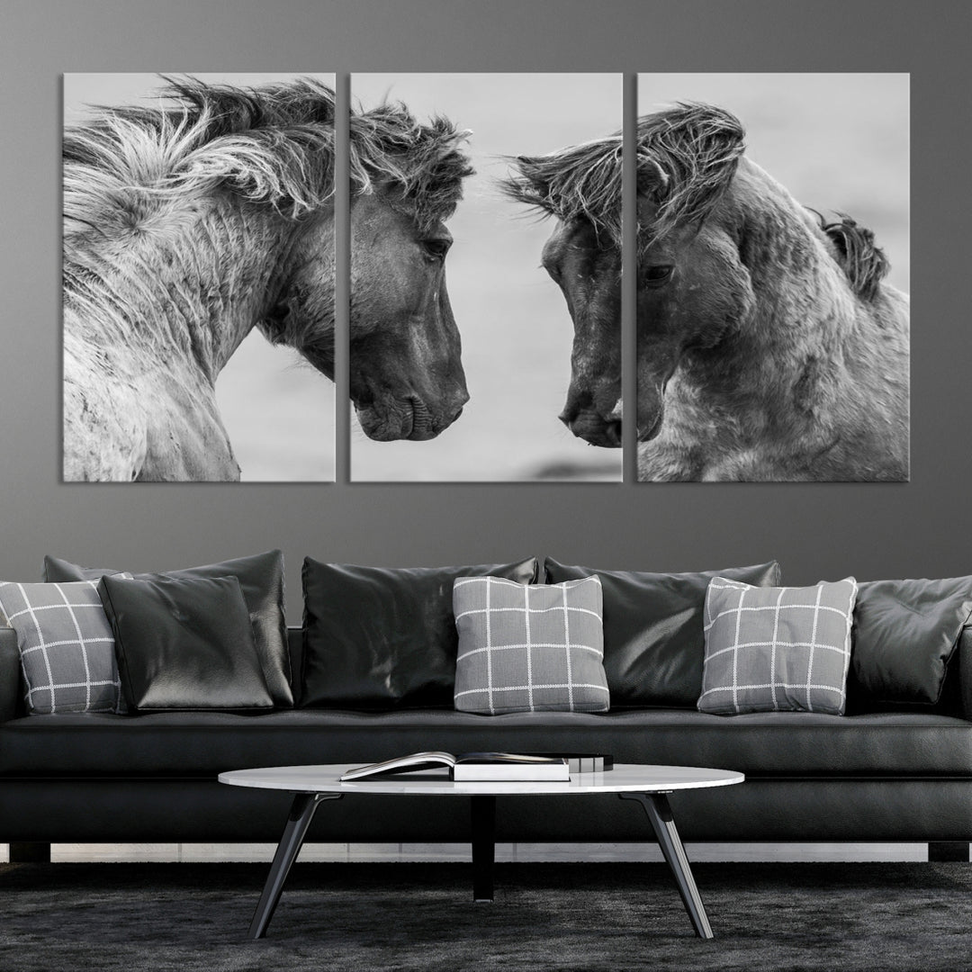 White Horses Wall Art Canvas Print