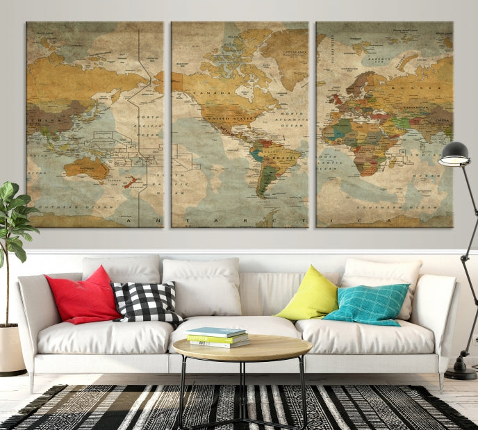 Grunge Art of World Canvas Print