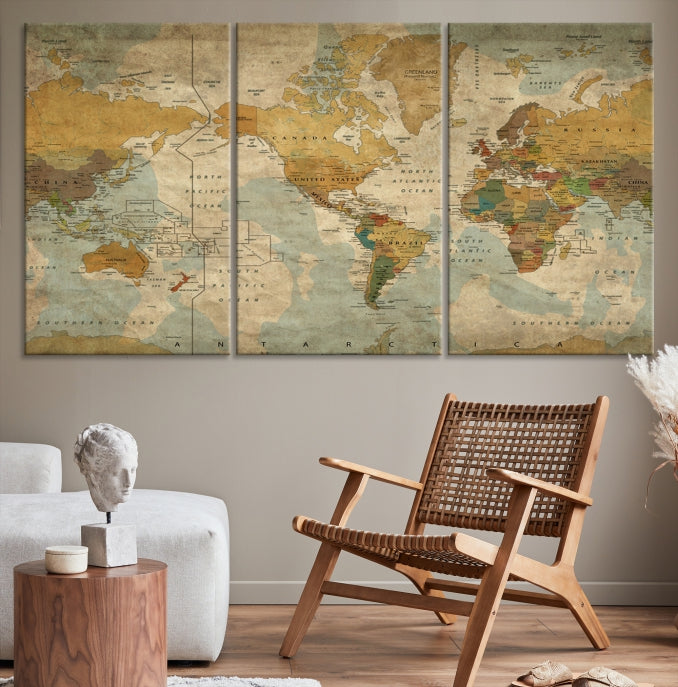 Grunge Art of World Canvas Print