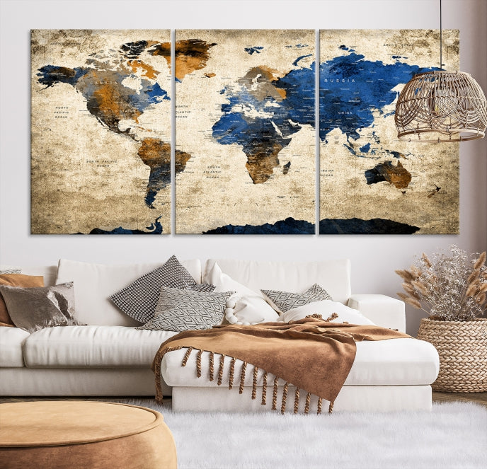 Grande carte du monde Impression sur toile