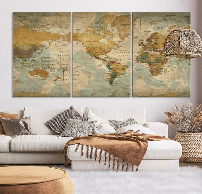 Grunge Art of World Canvas Print