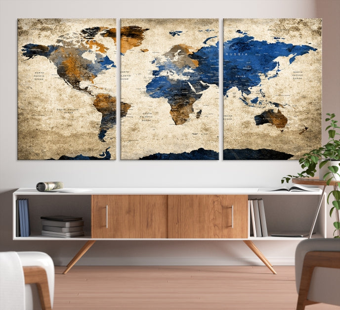 Grande carte du monde Impression sur toile