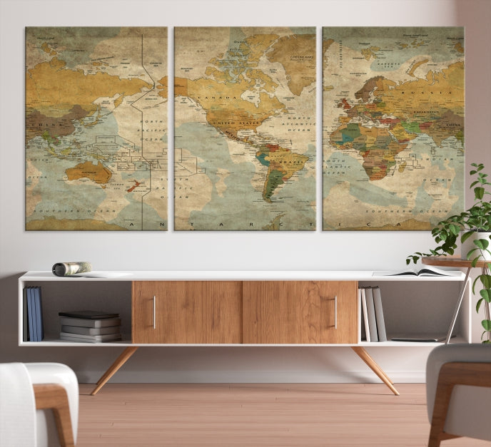 Grunge Art of World Canvas Print