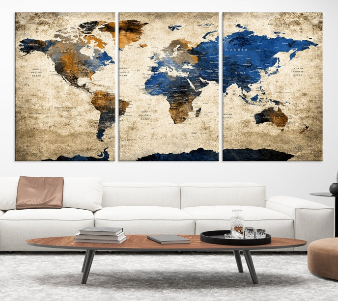 Large World Map Canvas Print